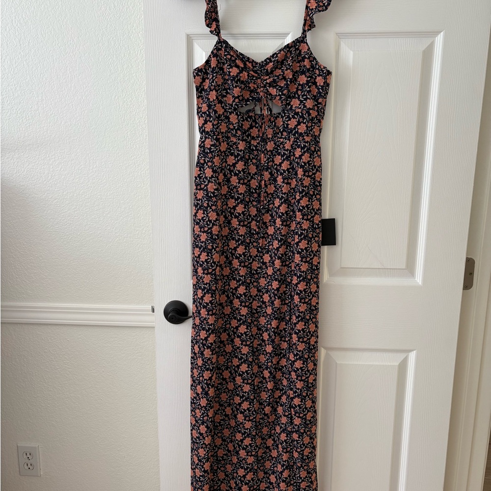 Pink and Red Spaghetti Strap Sundress Maxi